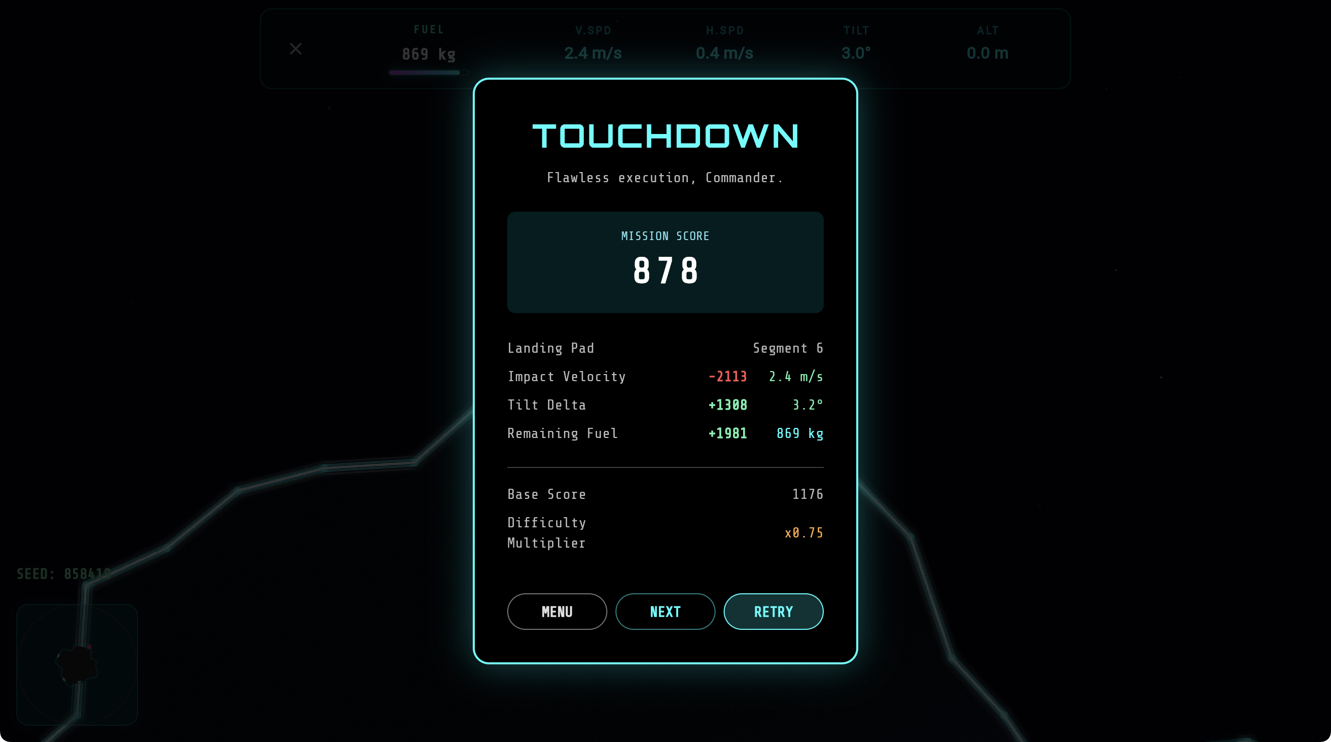 Dashlander Touchdown Screen